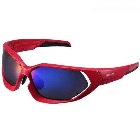 Óculos Shimano S51X ciclismo Vermelho/preto lente azul fume espelhado ECES51XRL               